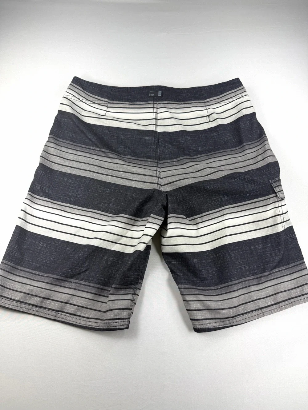O’Neill Men’s 32 Striped Board Shorts Black Gray White Surf Swim Trunks